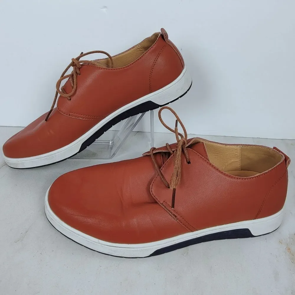 ZZHAP Men's Cognac Casual Oxford Shoes Sneakers, Sz 43 (US Men's 9.5)